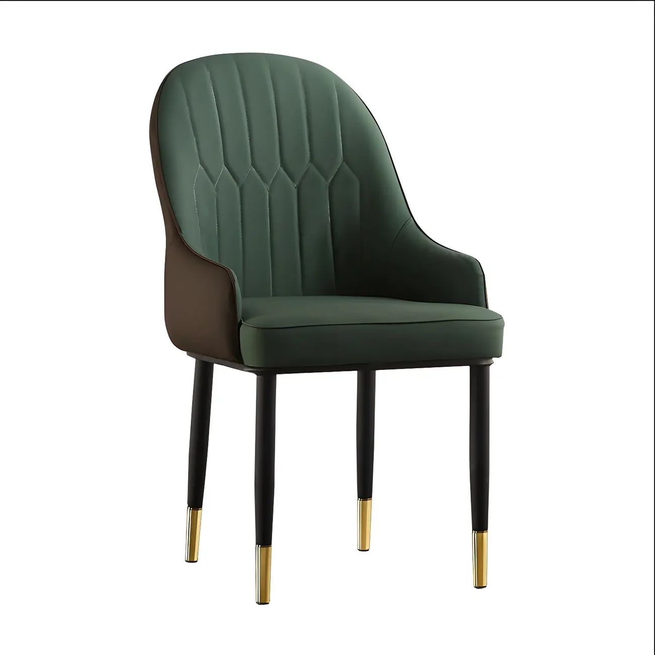 Contemporary Leather Armrest Dining Chair Curved Back Image - 11 | homeyfad