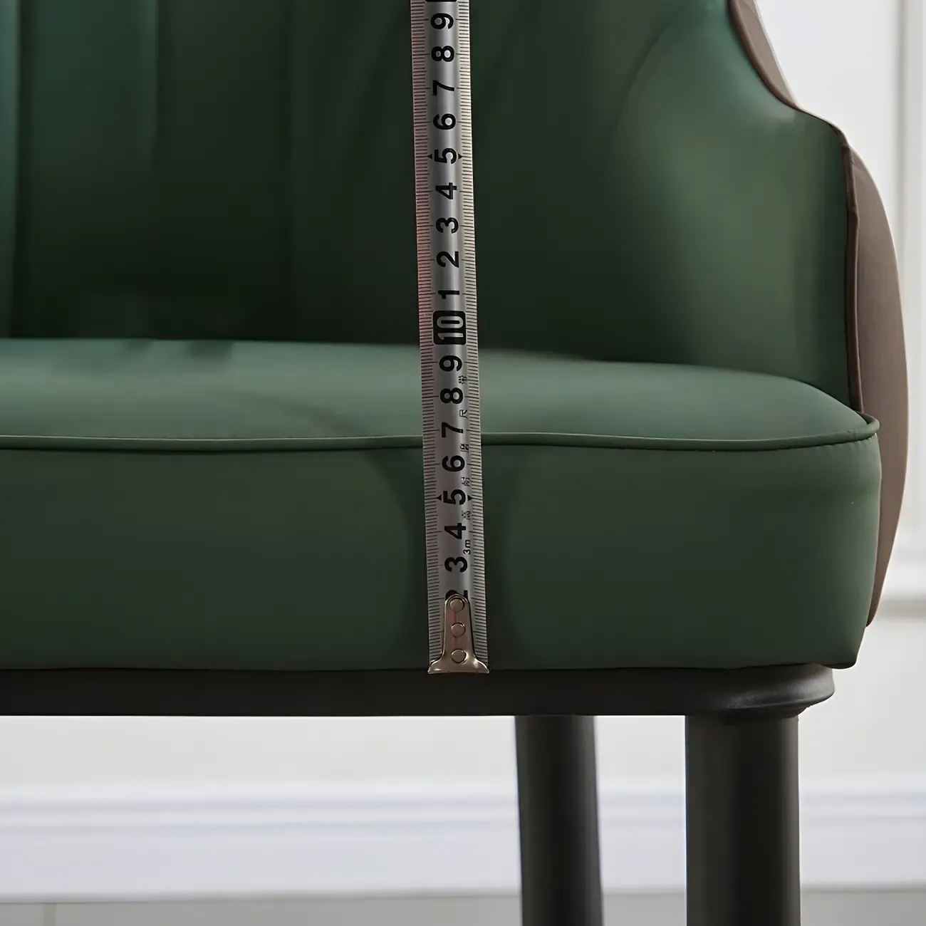 Contemporary Leather Armrest Dining Chair Curved Back Image - 12