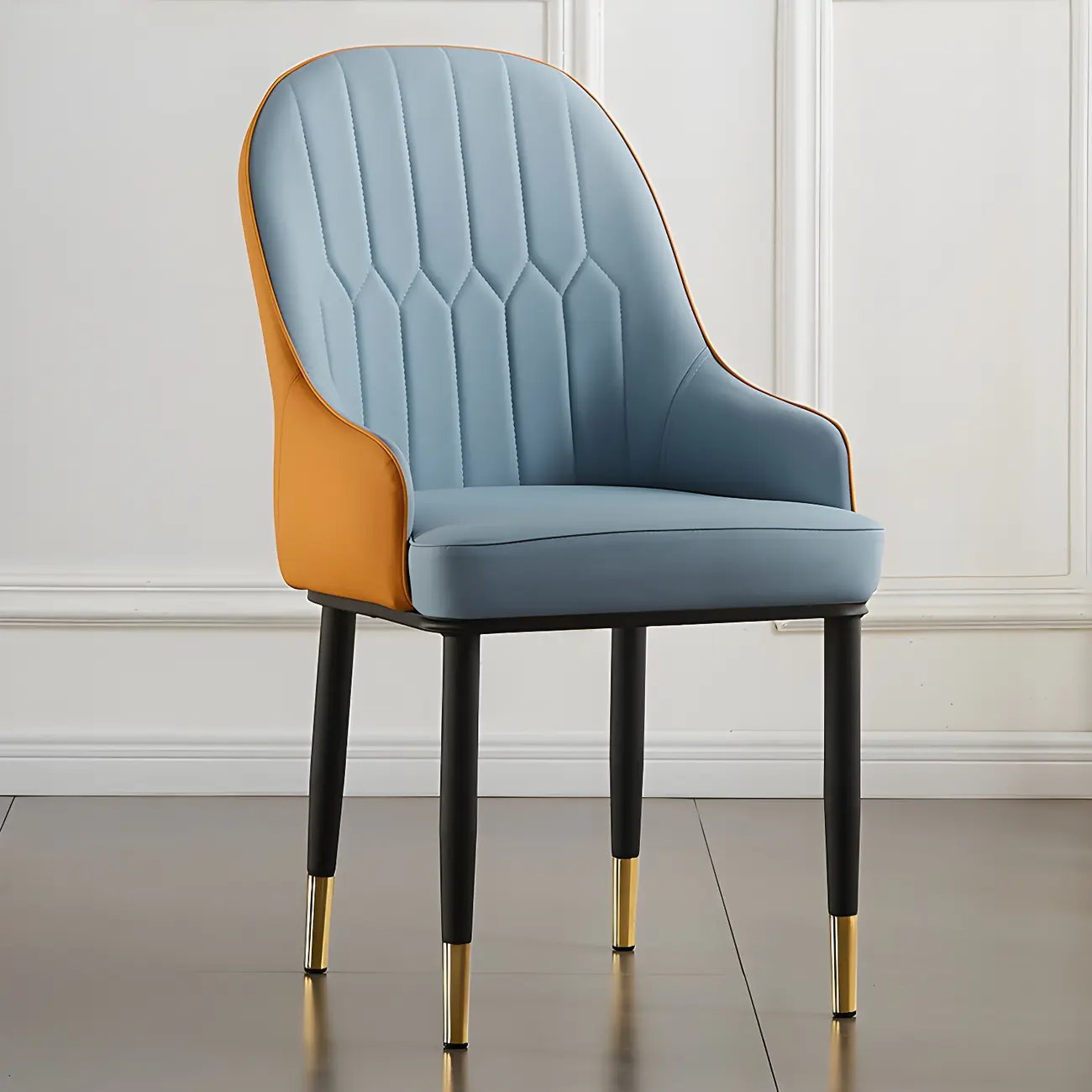 Contemporary Leather Armrest Dining Chair Curved Back Image - 25 | homeyfad