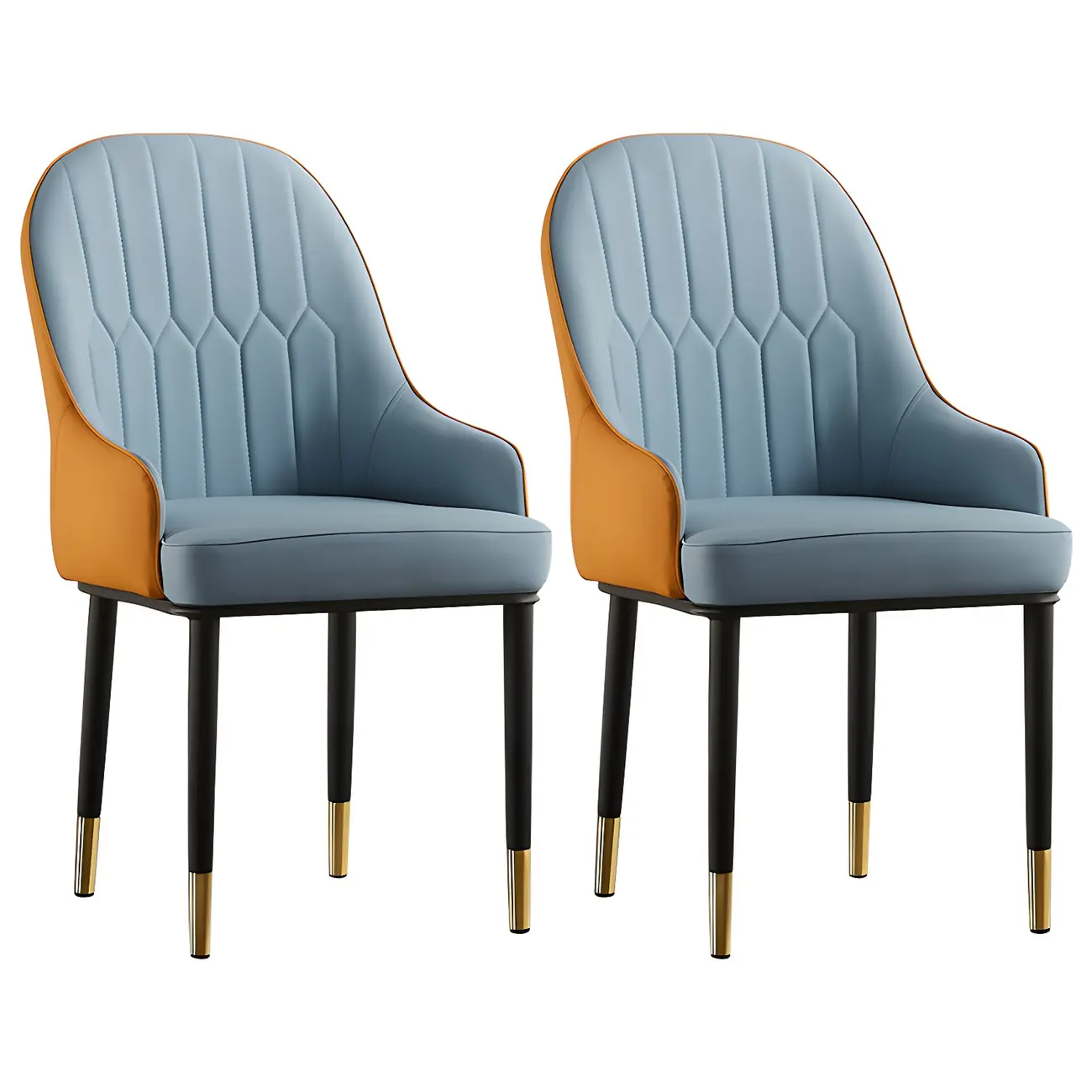 Contemporary Leather Armrest Dining Chair Curved Back Image - 26 | homeyfad