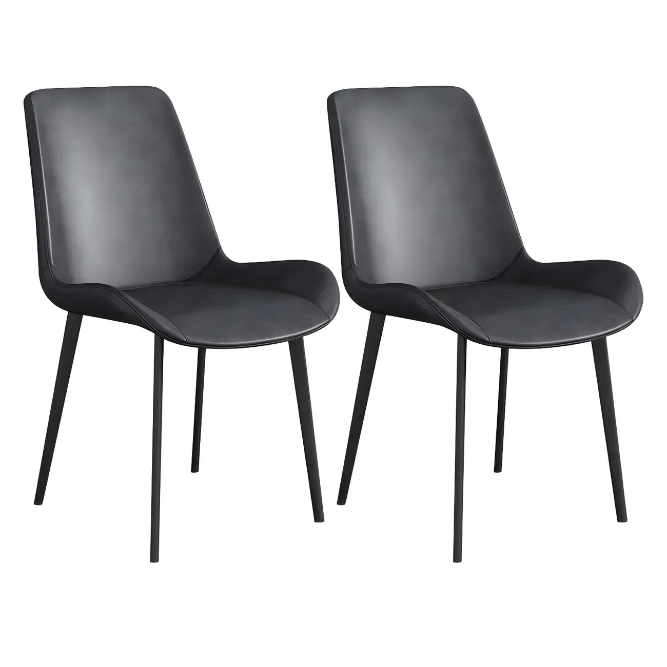 Sloped Armless Leather Upholstered Parsons Dining Chair Image - 8