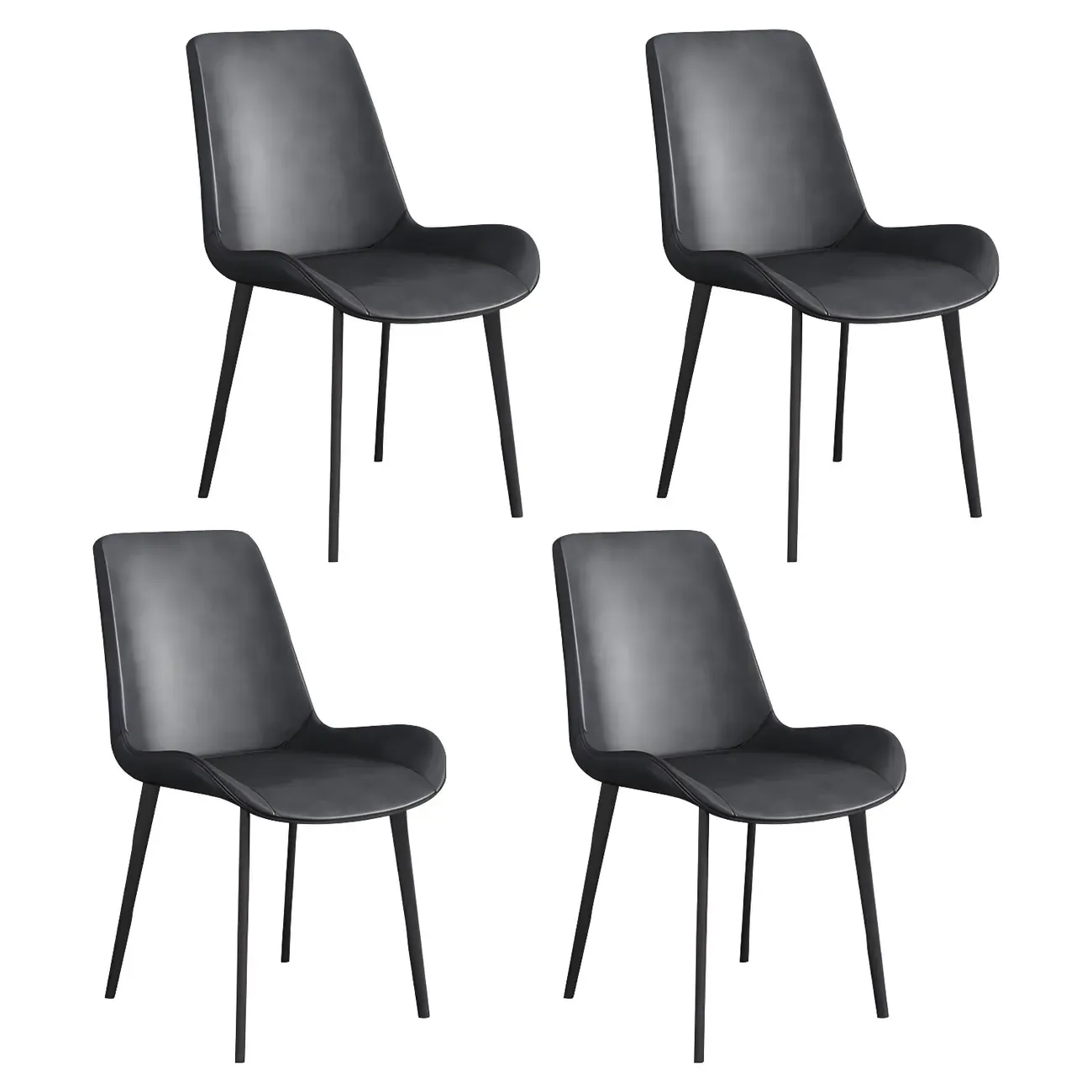 Sloped Armless Leather Upholstered Parsons Dining Chair Image - 9