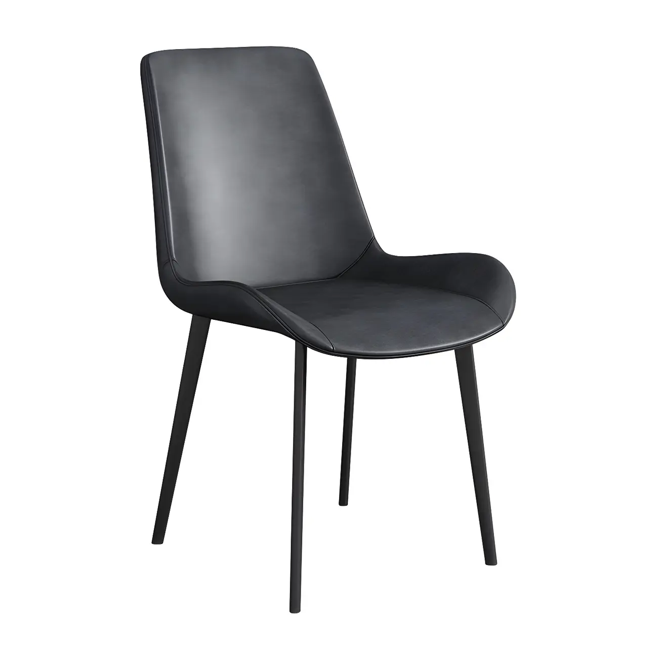 Sloped Armless Leather Upholstered Parsons Dining Chair Image - 10 | homeyfad