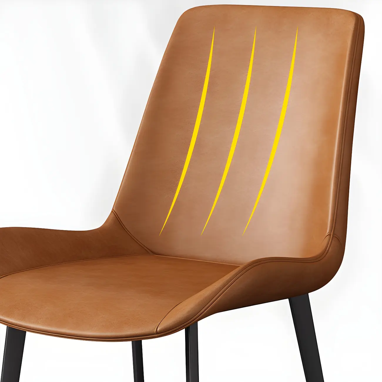 Sloped Armless Leather Upholstered Parsons Dining Chair Image - 12 | homeyfad