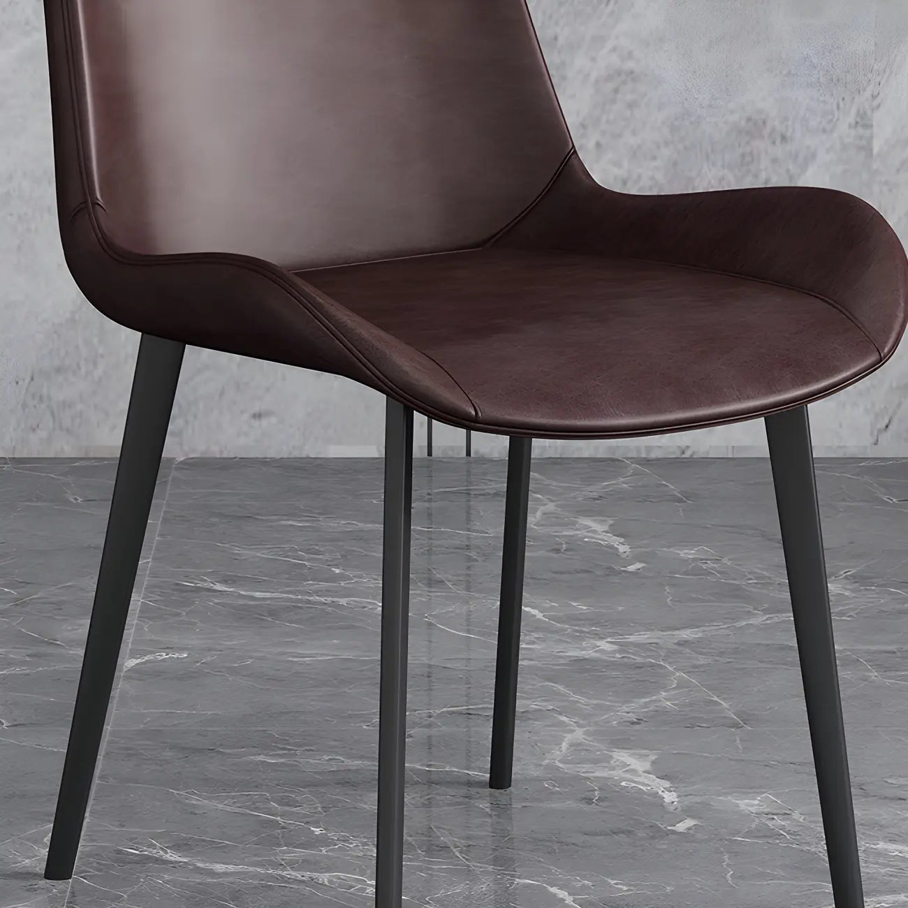 Sloped Armless Leather Upholstered Parsons Dining Chair Image - 15 | homeyfad