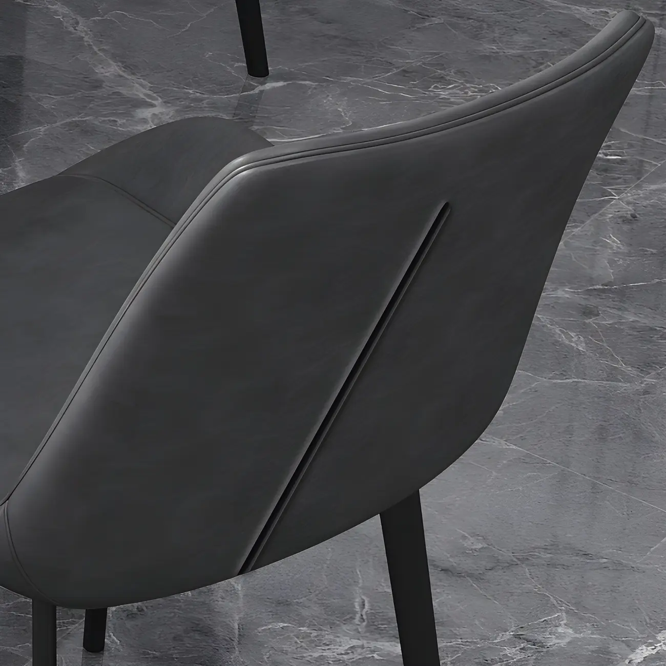 Sloped Armless Leather Upholstered Parsons Dining Chair Image - 18 | homeyfad