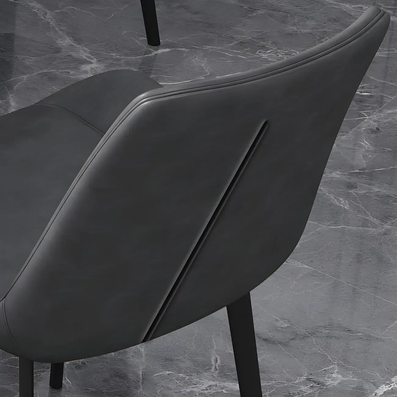 Sloped Armless Leather Upholstered Parsons Dining Chair Image - 18