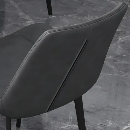 Sloped Armless Leather Upholstered Parsons Dining Chair Image - 18