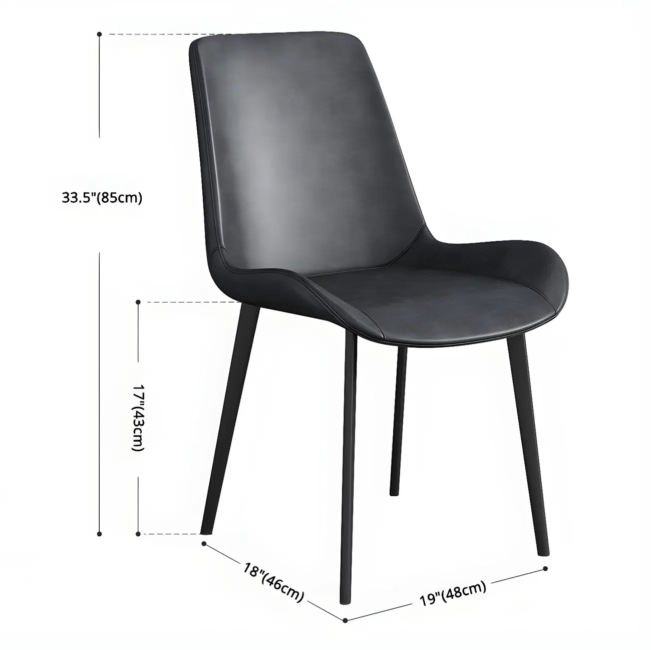 Sloped Armless Leather Upholstered Parsons Dining Chair Image - 20 | homeyfad