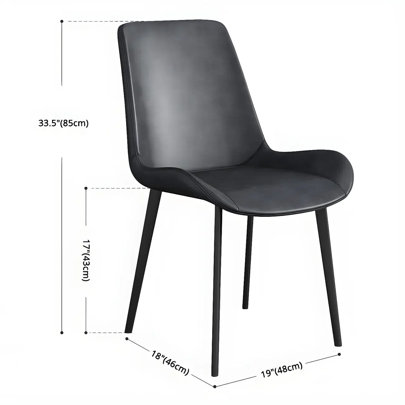 Sloped Armless Leather Upholstered Parsons Dining Chair Image - 20