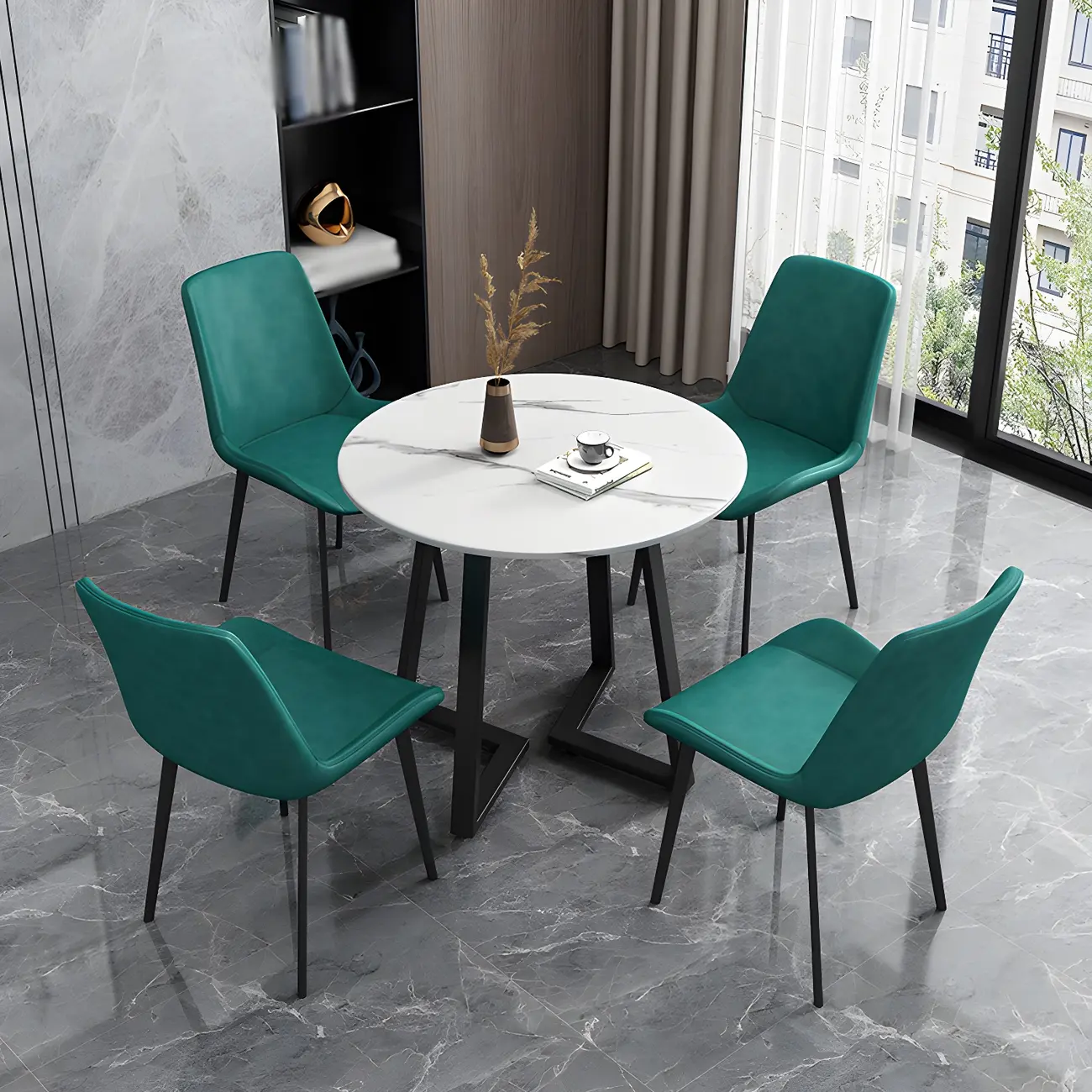 Sloped Armless Leather Upholstered Parsons Dining Chair Image - 26 | homeyfad