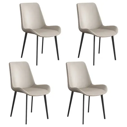 Sloped Armless Leather Upholstered Parsons Dining Chair Image - 33