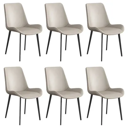 Sloped Armless Leather Upholstered Parsons Dining Chair Image - 34