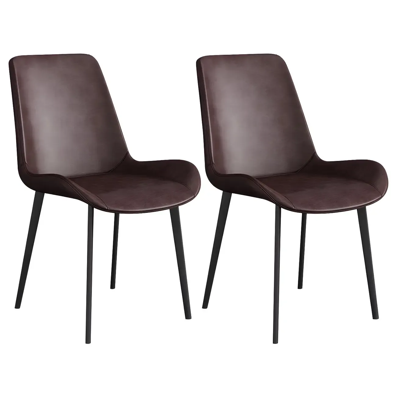 Sloped Armless Leather Upholstered Parsons Dining Chair Image - 35