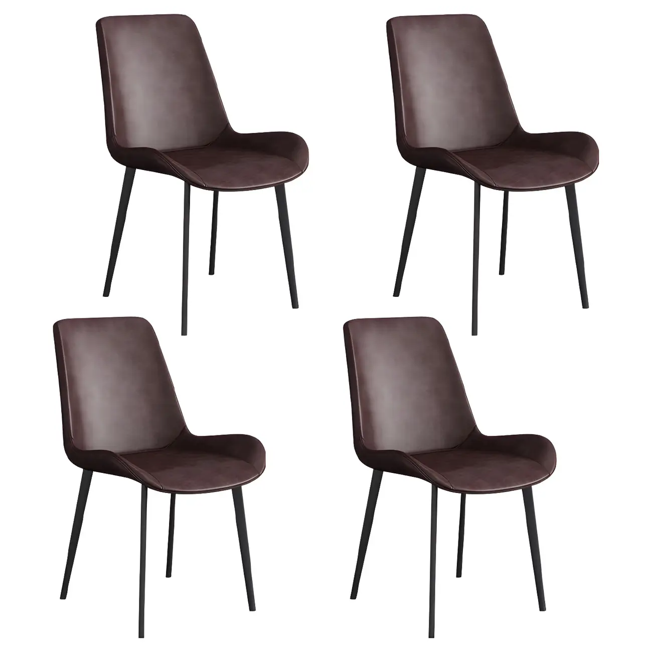 Sloped Armless Leather Upholstered Parsons Dining Chair Image - 36 | homeyfad