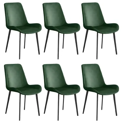 Sloped Armless Leather Upholstered Parsons Dining Chair Image - 40