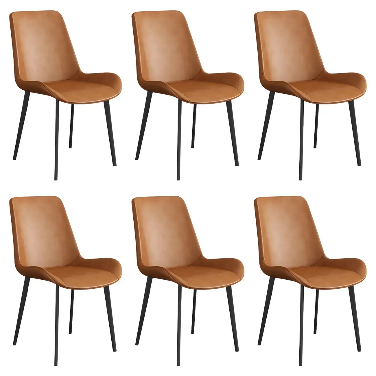 Sloped Armless Leather Upholstered Parsons Dining Chair Image - 43