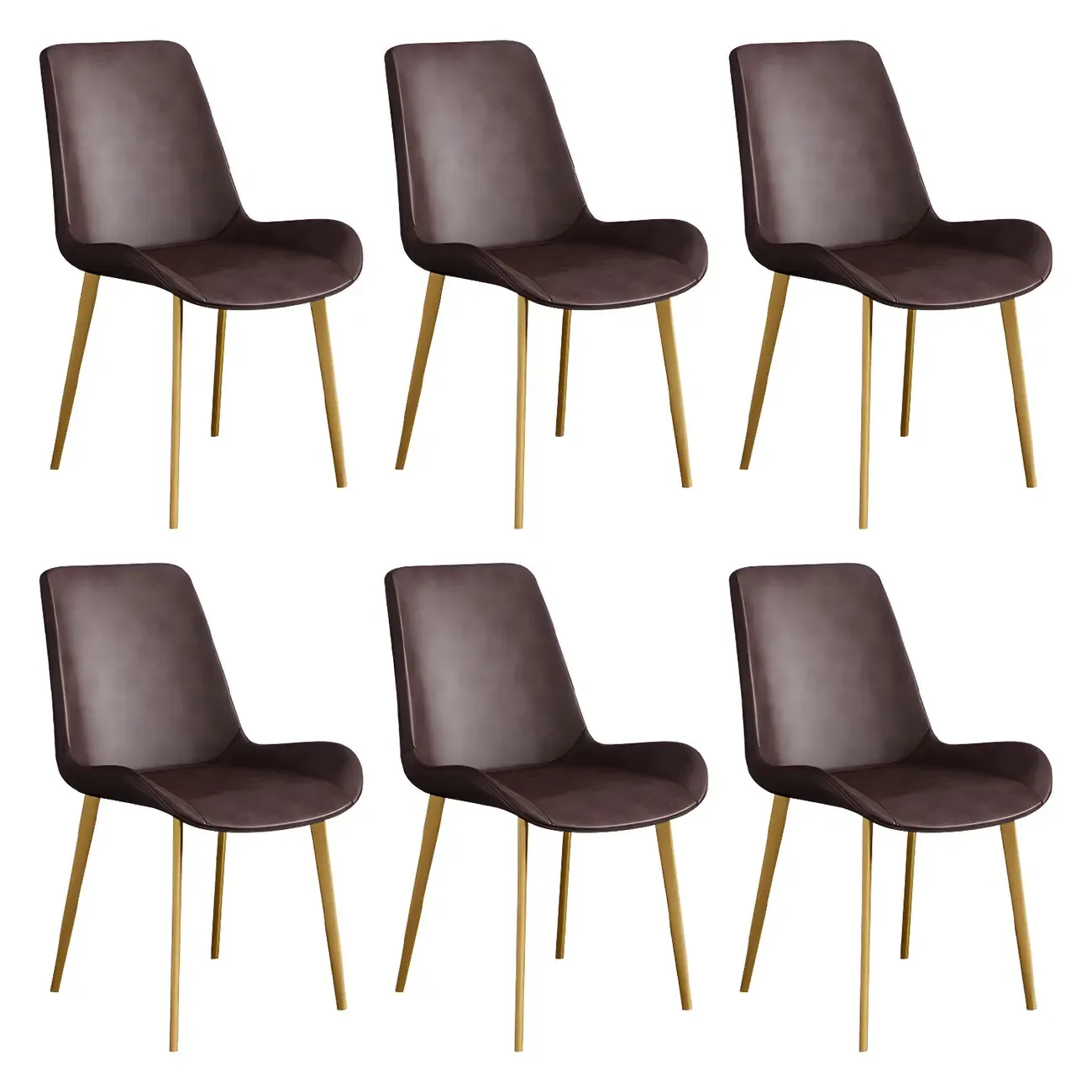 Sloped Armless Leather Upholstered Parsons Dining Chair Image - 67