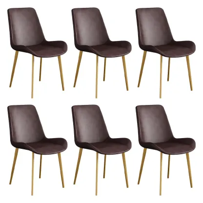 Sloped Armless Leather Upholstered Parsons Dining Chair Image - 67