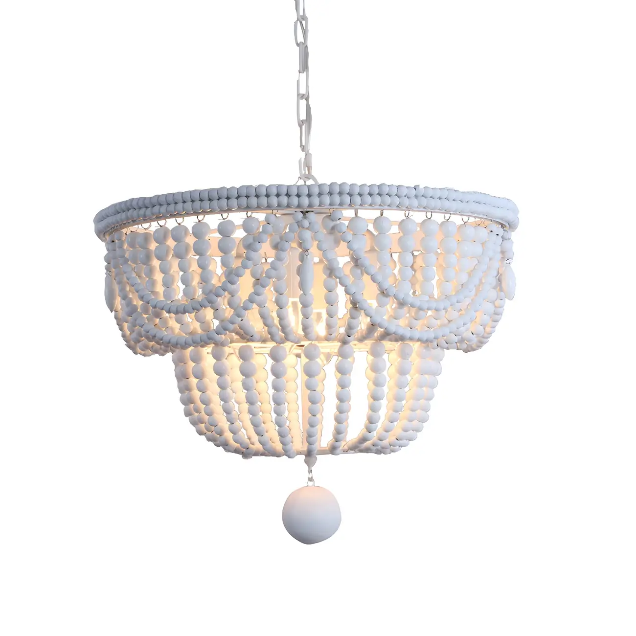 Blue Beaded Wood Semi-Circle Bohemian Chandelier Image - 14 | homeyfad