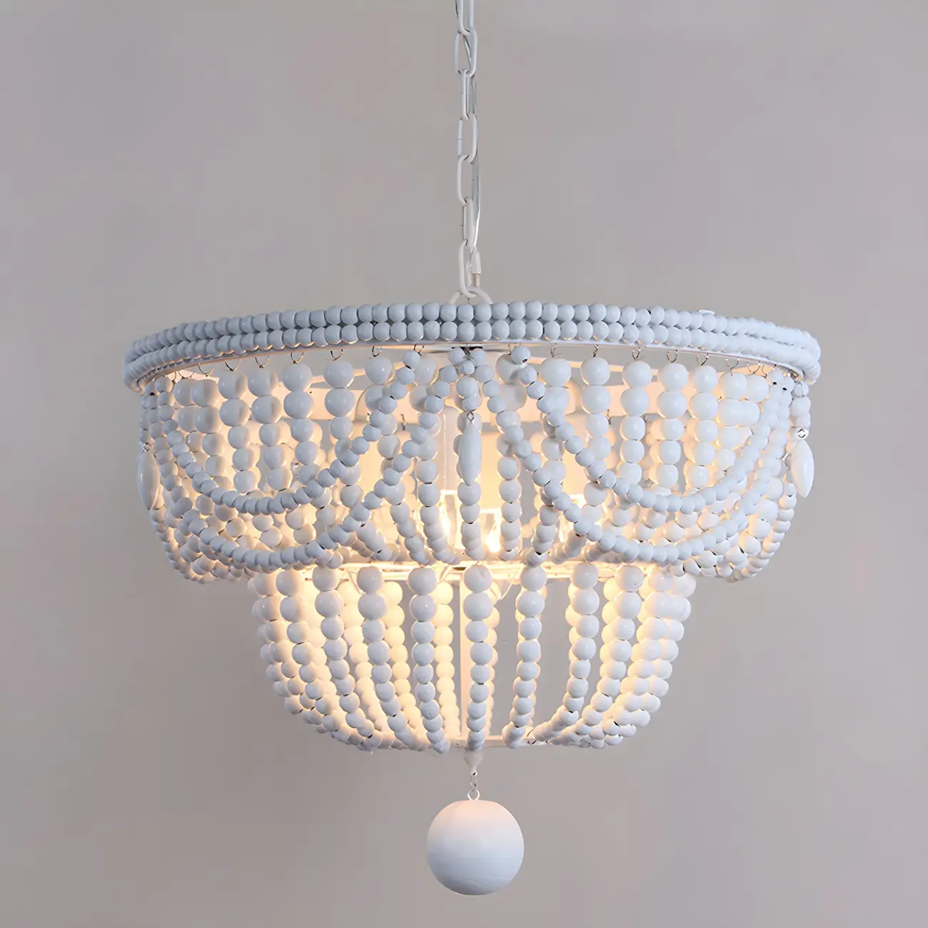 Blue Beaded Wood Semi-Circle Bohemian Chandelier Image - 11 | homeyfad