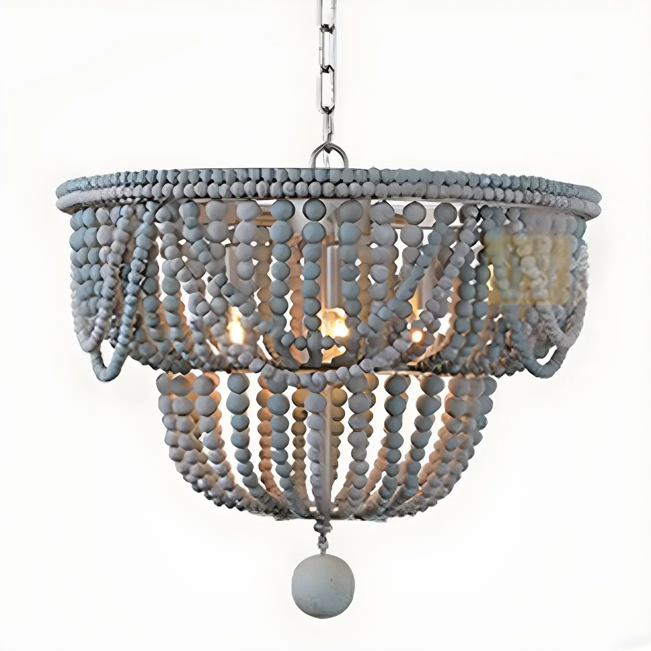 Blue Beaded Wood Semi-Circle Bohemian Chandelier Image - 13 | homeyfad