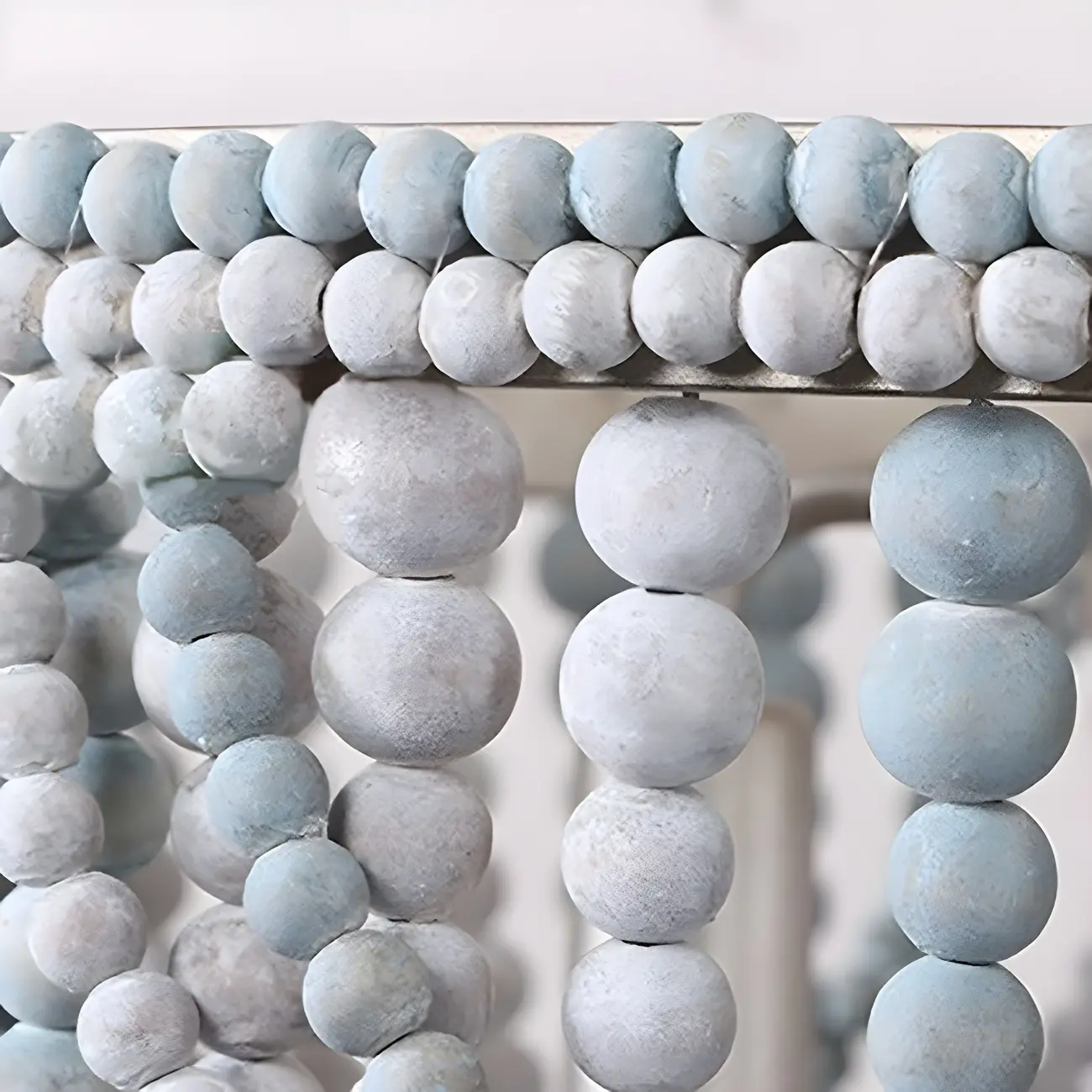 Blue Beaded Wood Semi-Circle Bohemian Chandelier Image - 7 | homeyfad