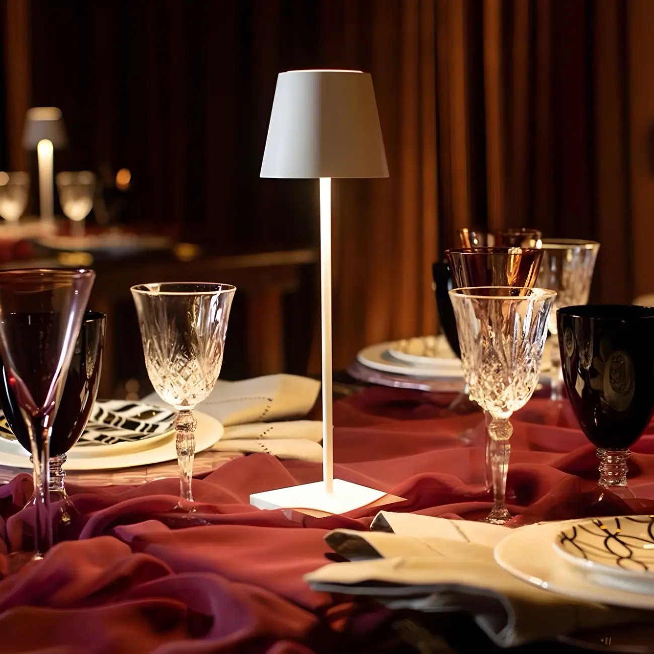 Minimalist LED Metal Drum Shade Gold Cordless Table Lamp Image - 2 | homeyfad