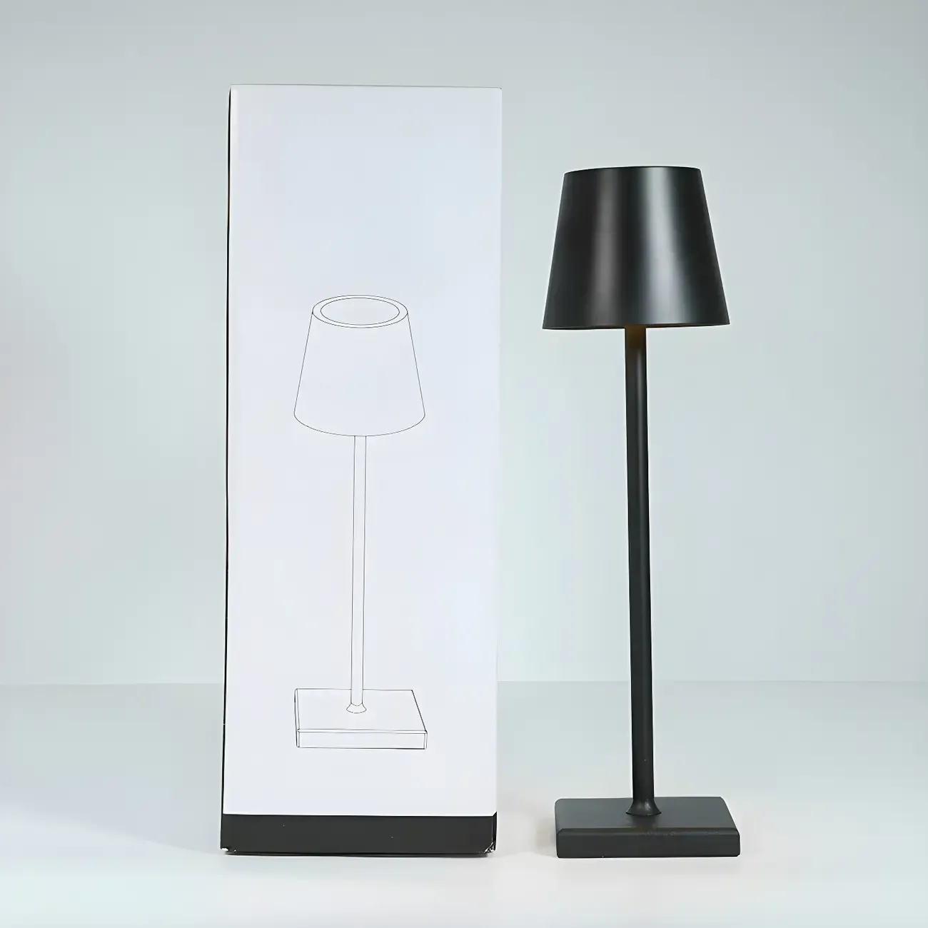 Minimalist LED Metal Drum Shade Gold Cordless Table Lamp Image - 5