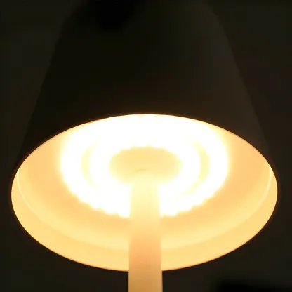 Minimalist LED Metal Drum Shade Gold Cordless Table Lamp Image - 11