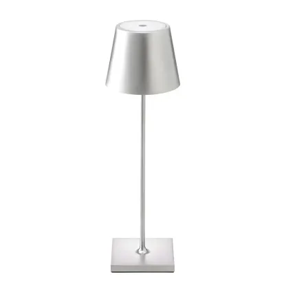 Minimalist LED Metal Drum Shade Gold Cordless Table Lamp Image - 13