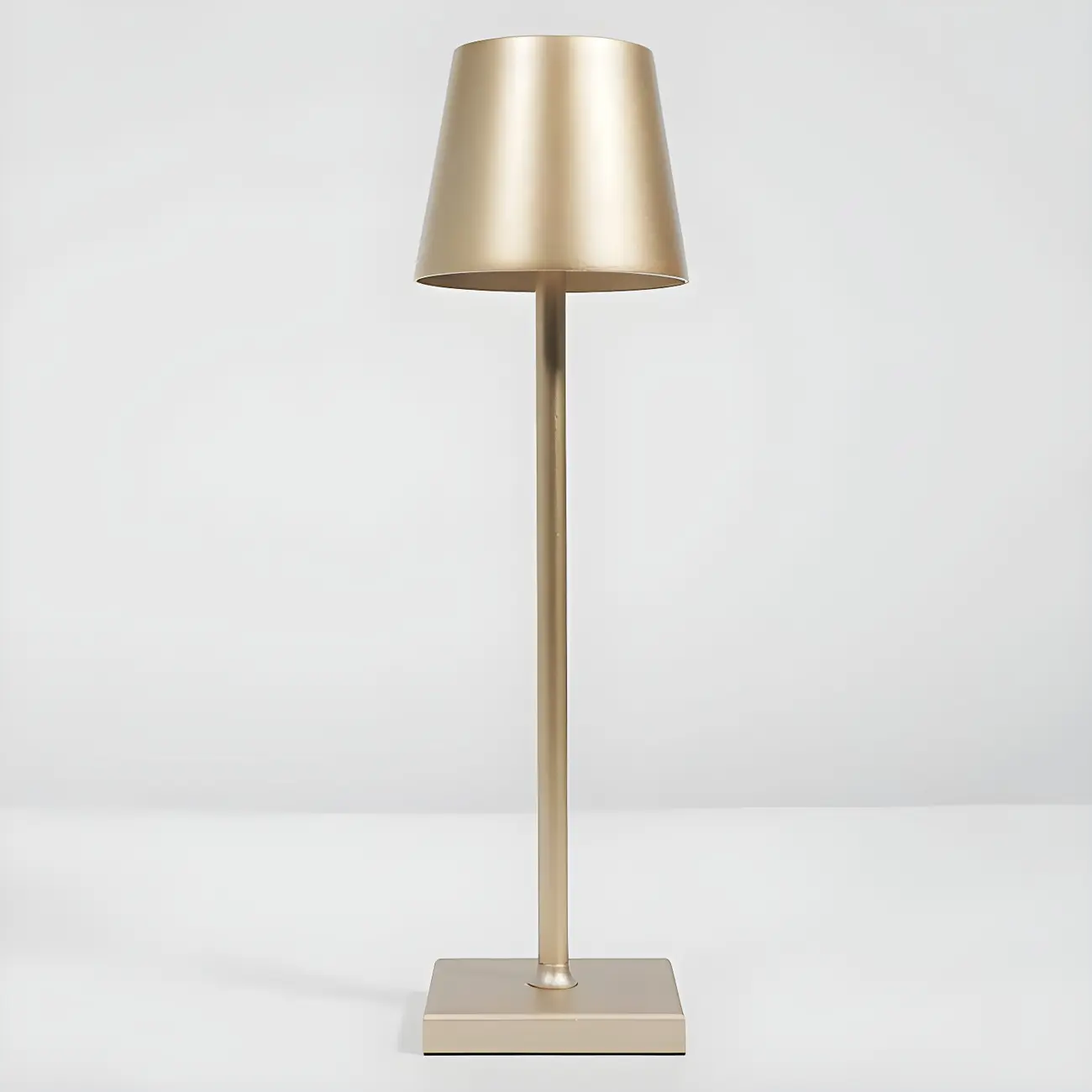 Minimalist LED Metal Drum Shade Gold Cordless Table Lamp Image - 7 | homeyfad