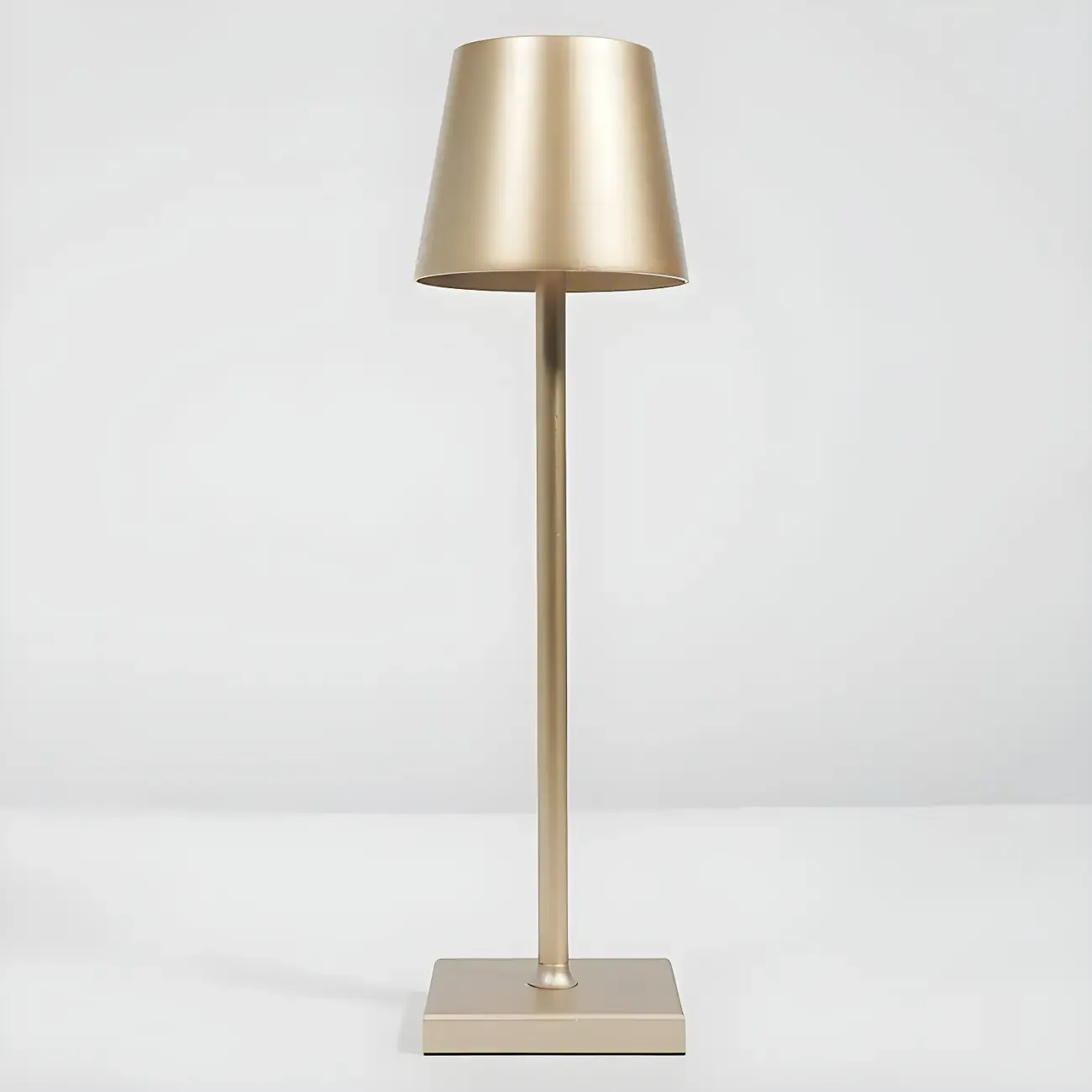 Minimalist LED Metal Drum Shade Gold Cordless Table Lamp Image - 7