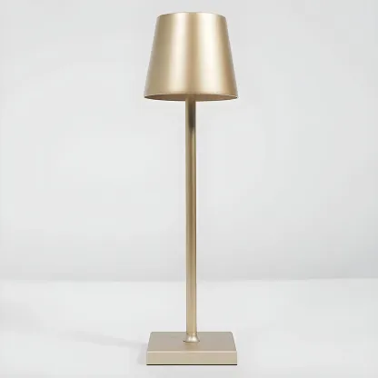 Minimalist LED Metal Drum Shade Gold Cordless Table Lamp Image - 7