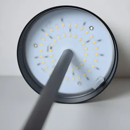 Minimalist LED Metal Drum Shade Gold Cordless Table Lamp Image - 12