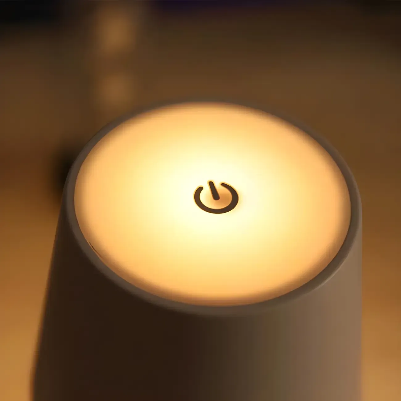 Minimalist LED Metal Drum Shade Gold Cordless Table Lamp Image - 9