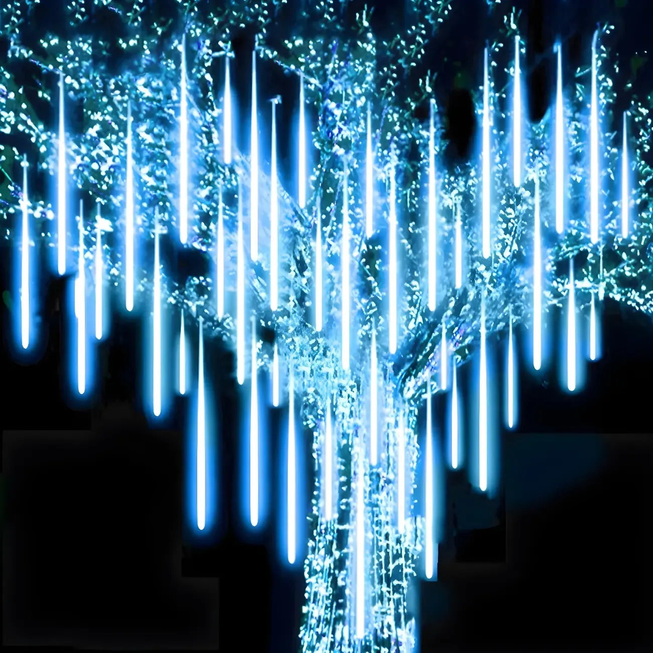 Meteor Multicolor Plastic 8-Light Icicle String Light Image - 1