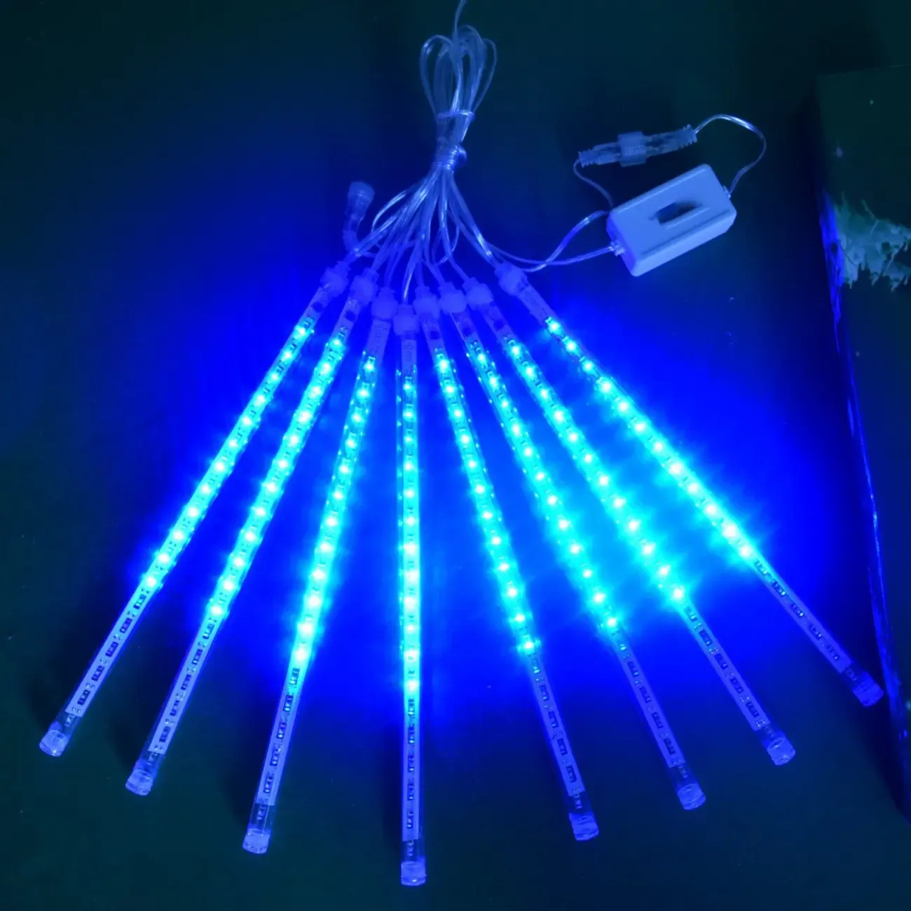Meteor Multicolor Plastic 8-Light Icicle String Light Image - 5