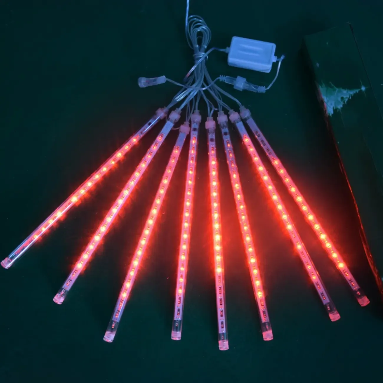 Meteor Multicolor Plastic 8-Light Icicle String Light Image - 6