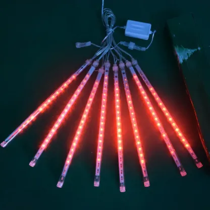 Meteor Multicolor Plastic 8-Light Icicle String Light Image - 6