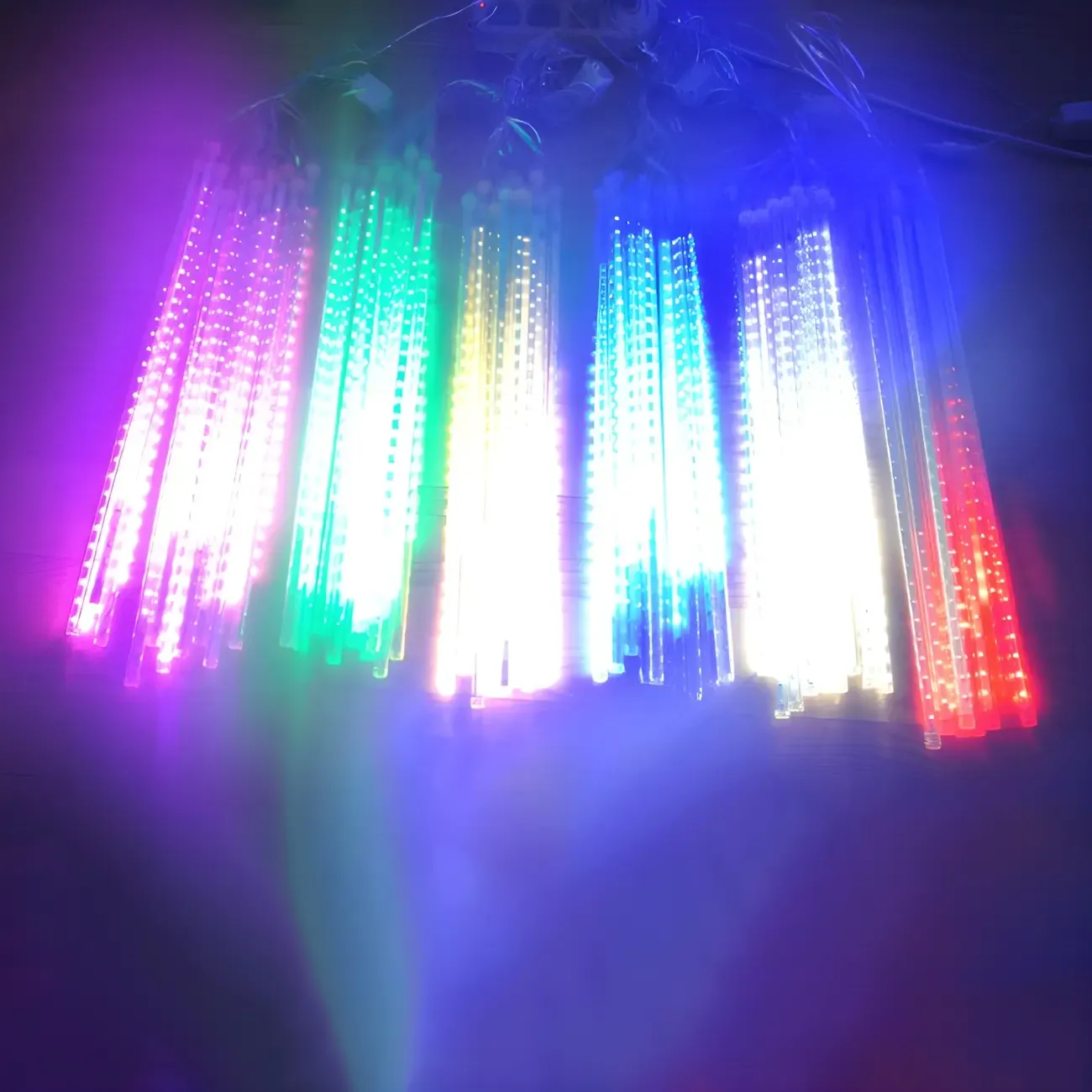 Meteor Multicolor Plastic 8-Light Icicle String Light Image - 9