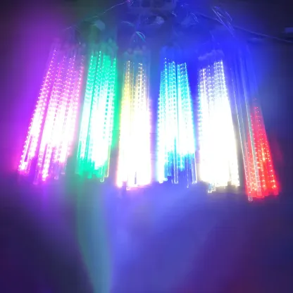 Meteor Multicolor Plastic 8-Light Icicle String Light Image - 9