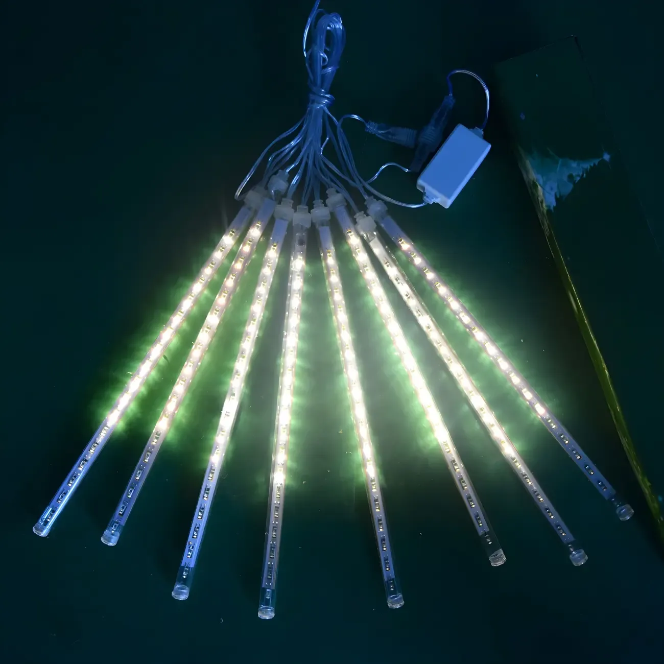 Meteor Multicolor Plastic 8-Light Icicle String Light Image - 7