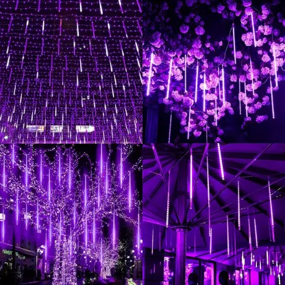 Meteor Multicolor Plastic 8-Light Icicle String Light Image - 15