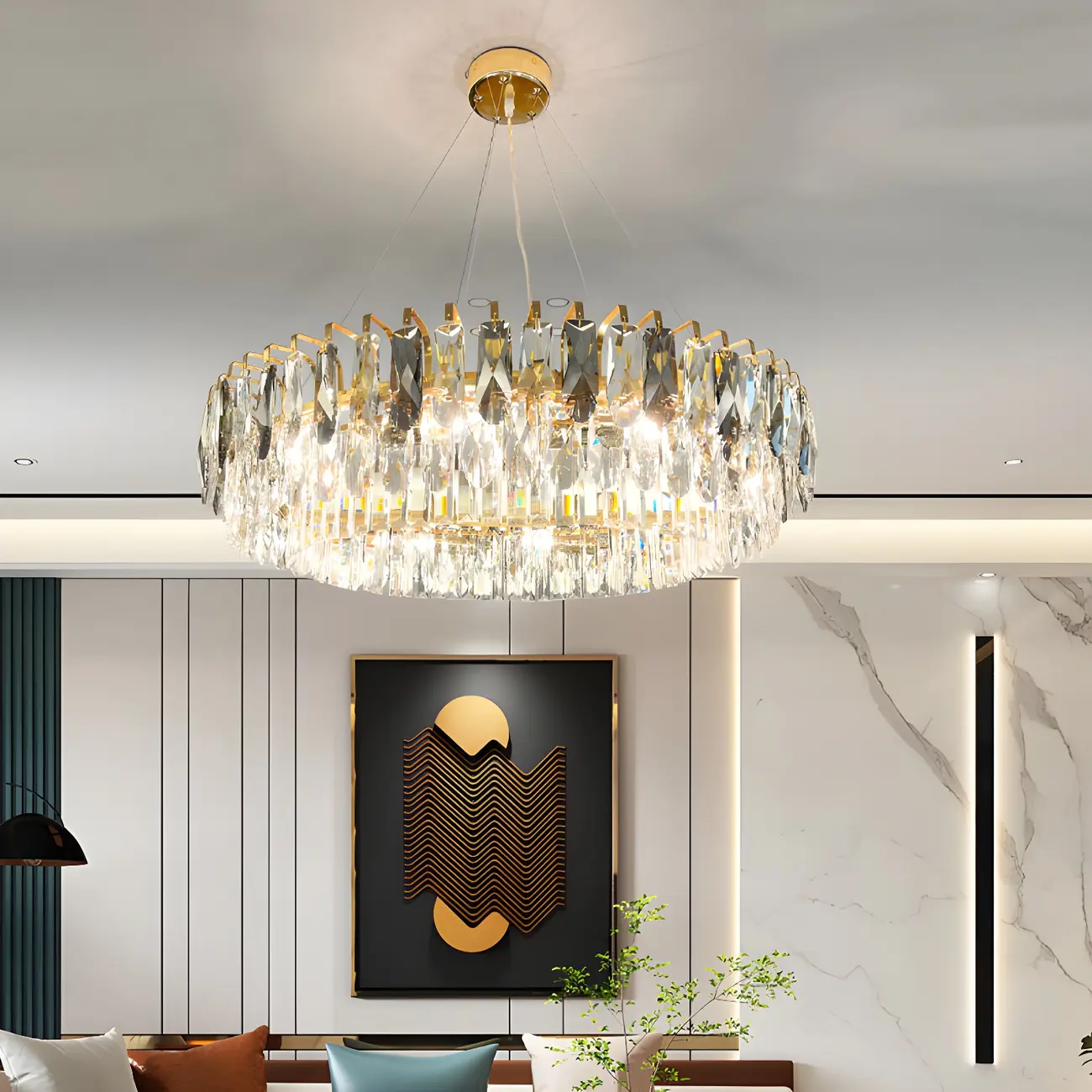 Elegant Modern Oval Clear Crystal Chandelier Image - 13 | homeyfad