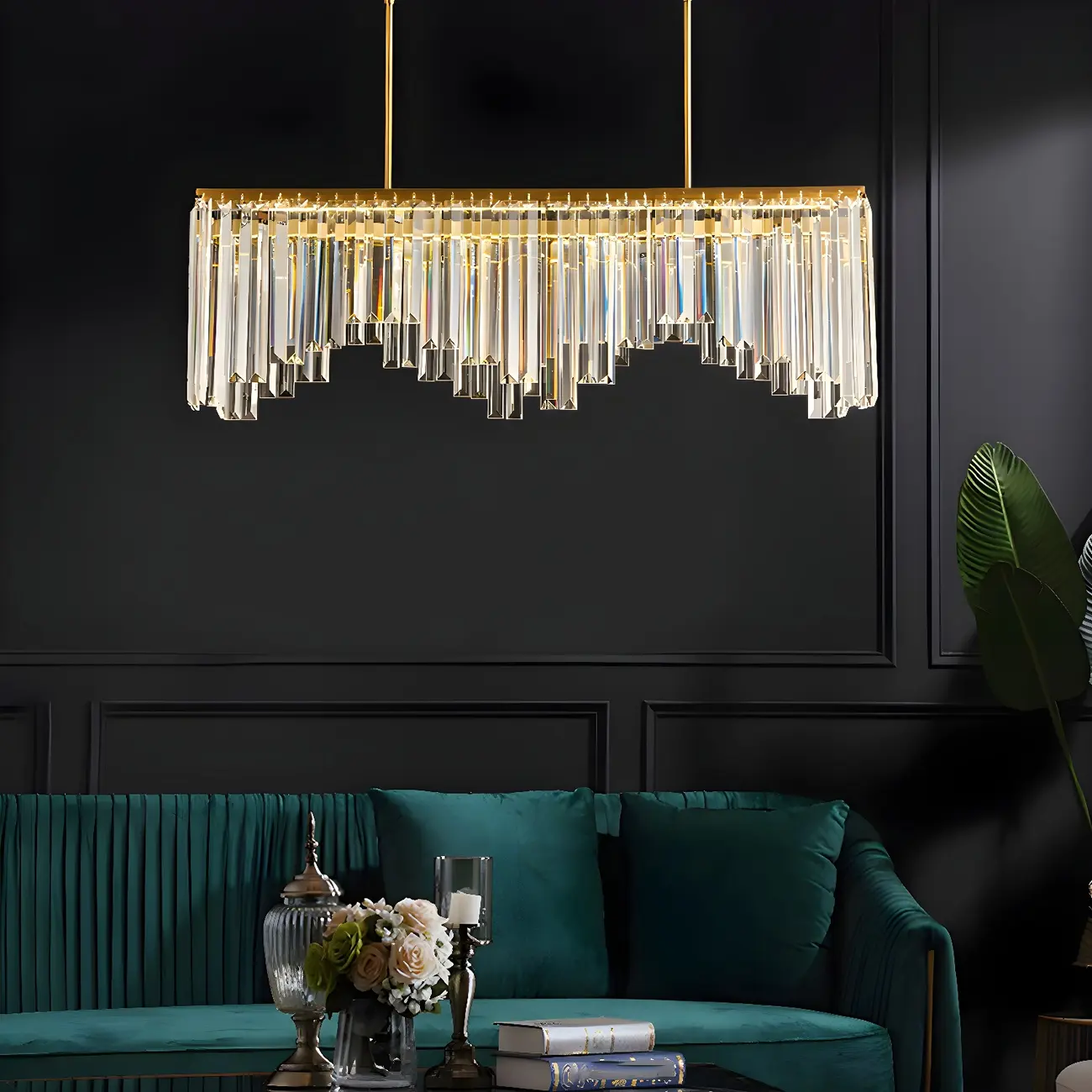 Gold Crystal Geometric Chandelier for Dining Area Image - 2 | homeyfad