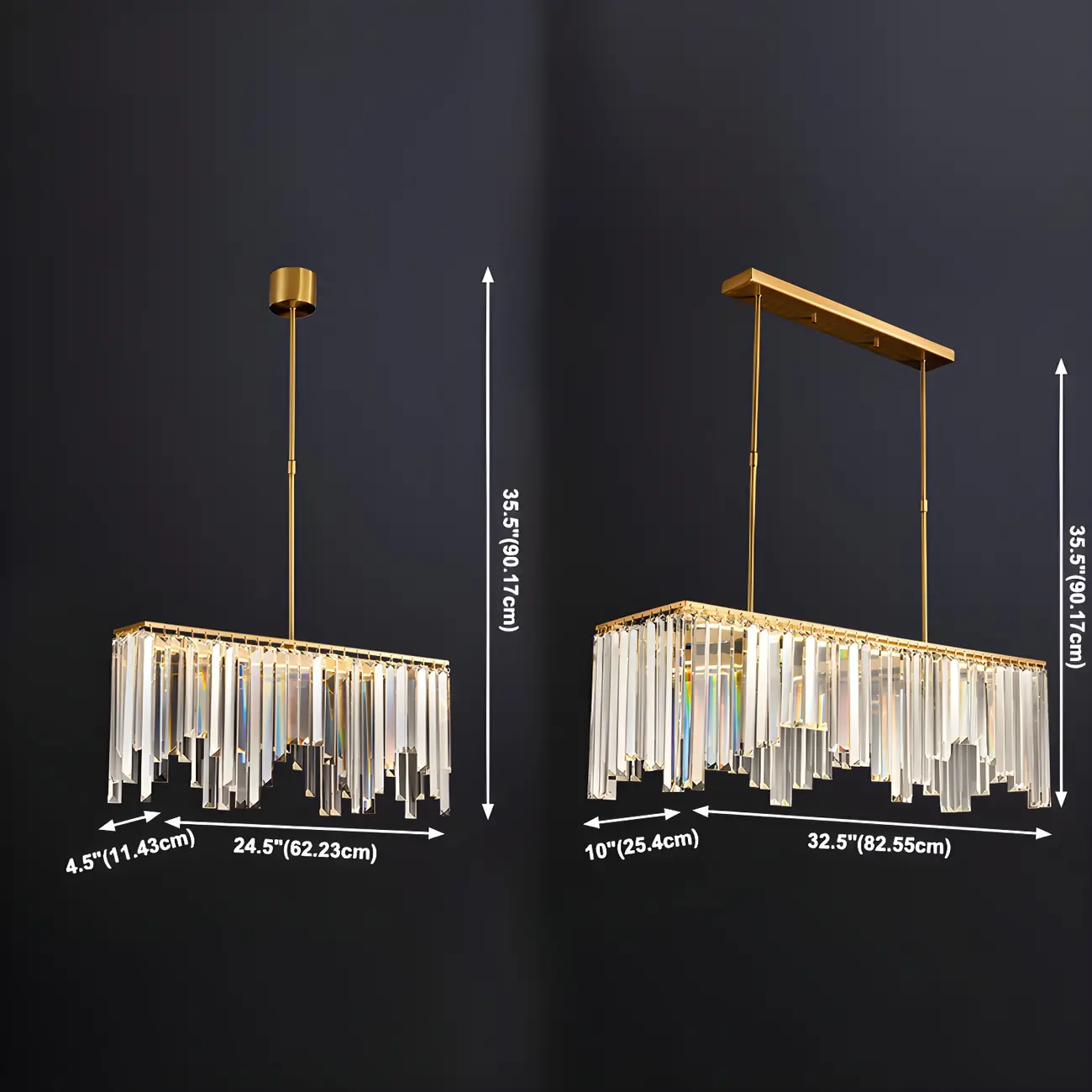 Gold Crystal Geometric Chandelier for Dining Area Image - 8 | homeyfad