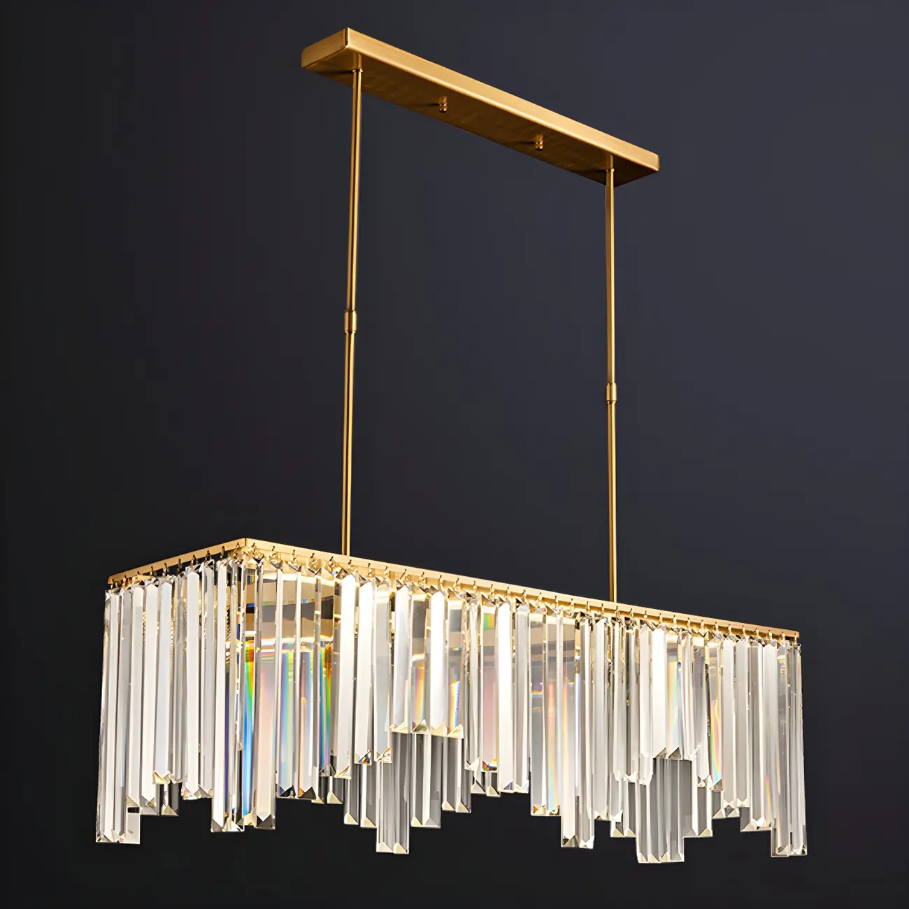 Gold Crystal Geometric Chandelier for Dining Area Image - 3 | homeyfad