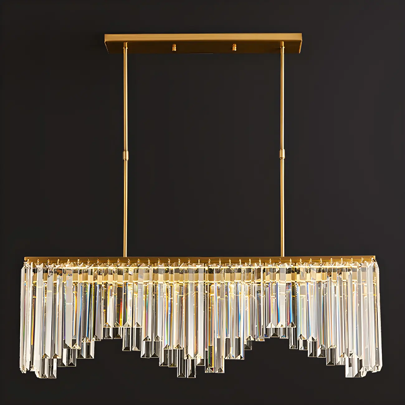 Gold Crystal Geometric Chandelier for Dining Area Image - 4 | homeyfad