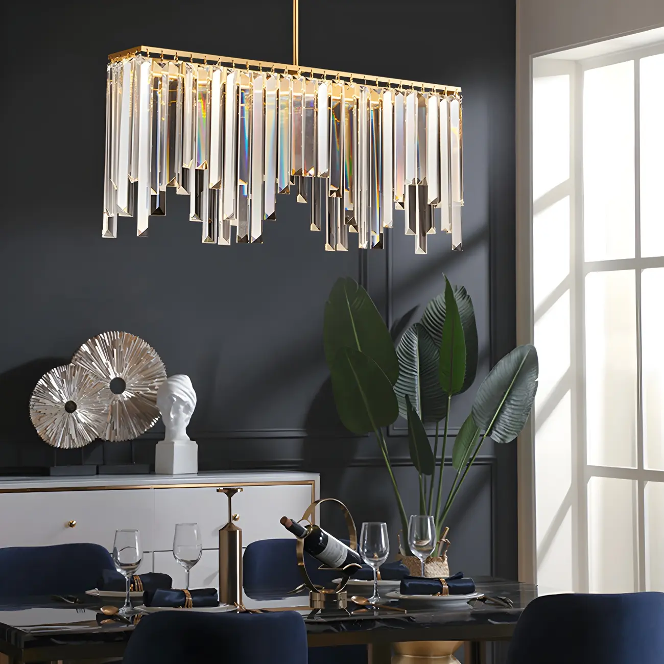 Gold Crystal Geometric Chandelier for Dining Area Image - 13 | homeyfad
